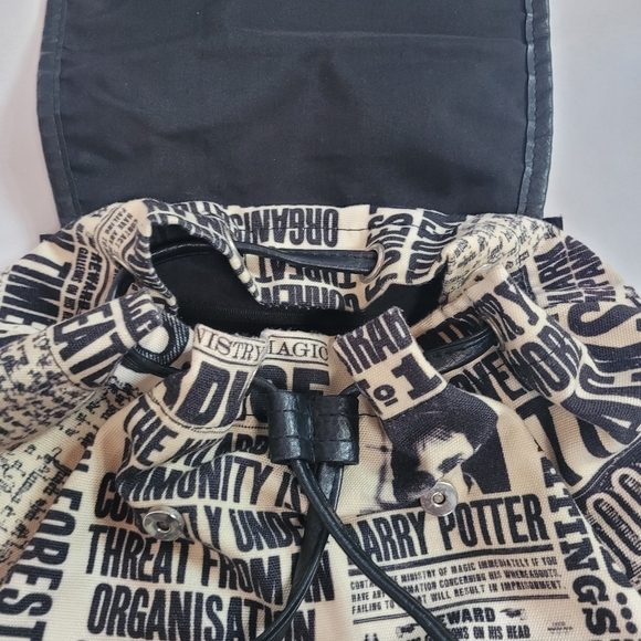 Harry Potter Daily Prophet Allover Newspaper Print Slouch Backpack - Picture 9 of 15